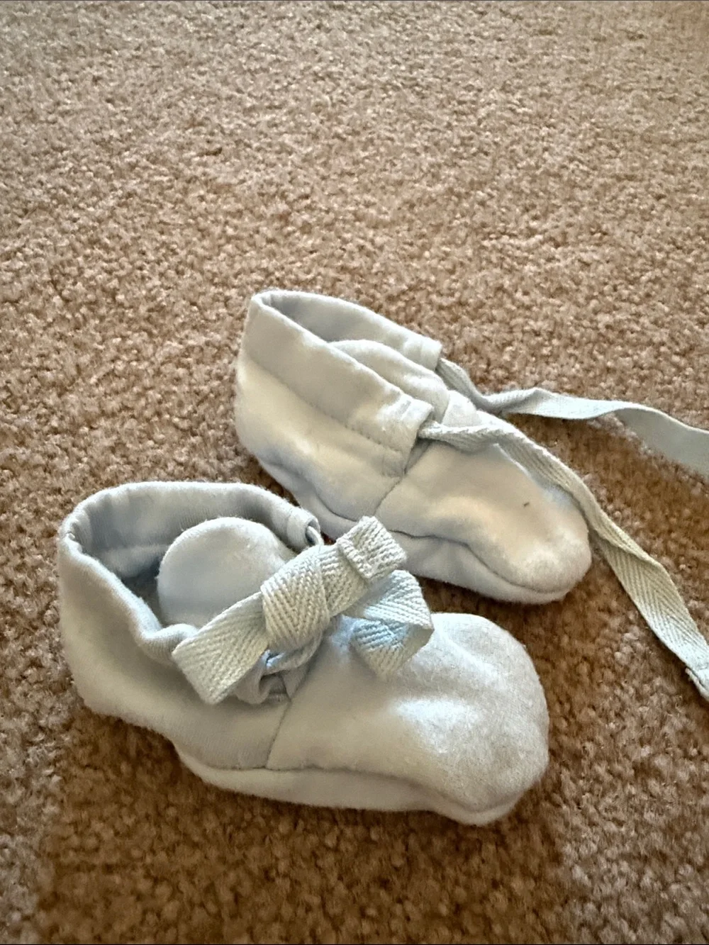Baby 0-3m Soft Light Blue Booties with Ties